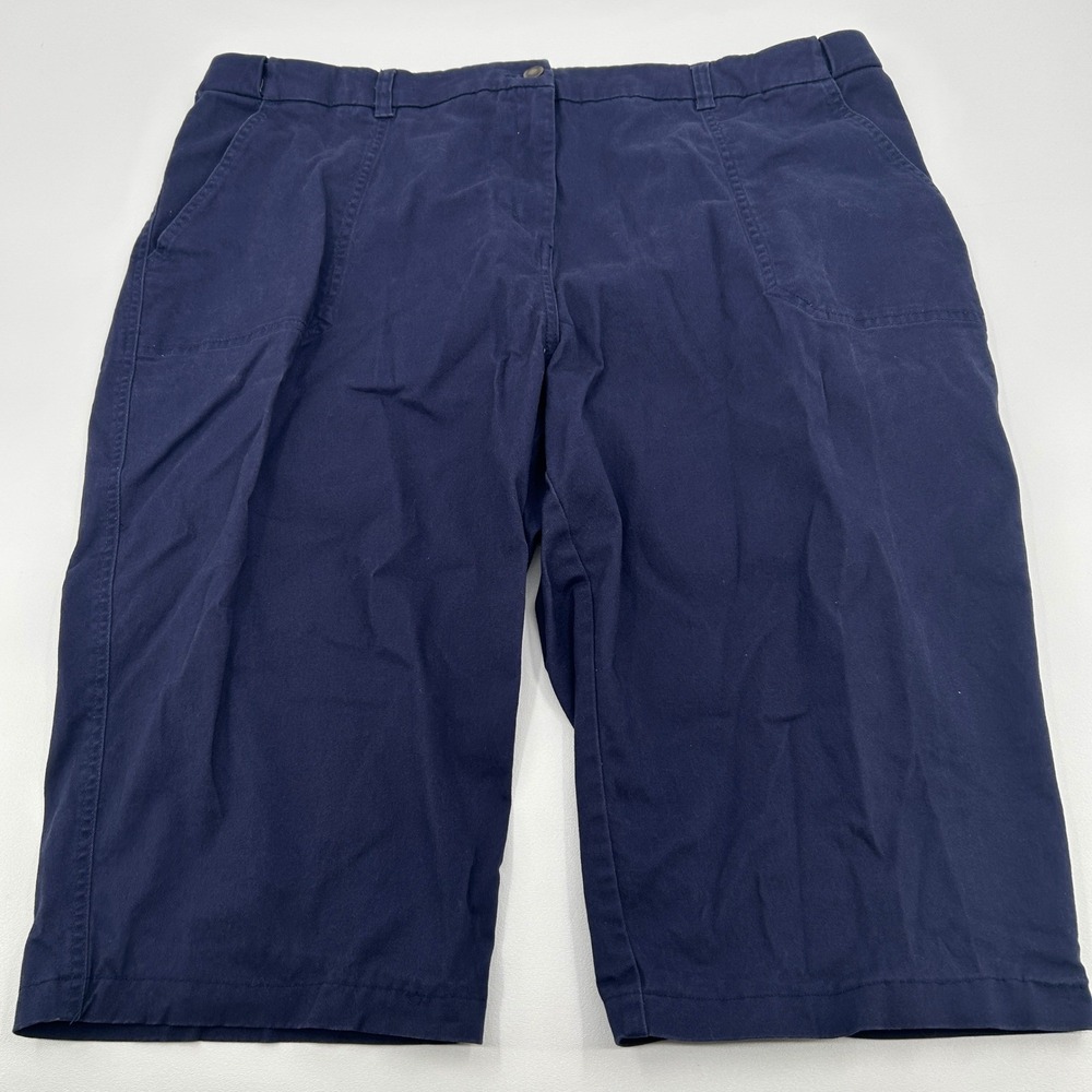 Woman Within Shorts Womens 22W Navy Blue Stretch Cotton Bermuda Plus Size Casual